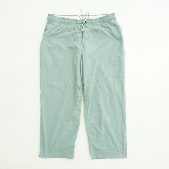 Athleta Trekkie Straight Crop Pants Womens Size 16 Mint Green Drawstring Active - Picture 1 of 10